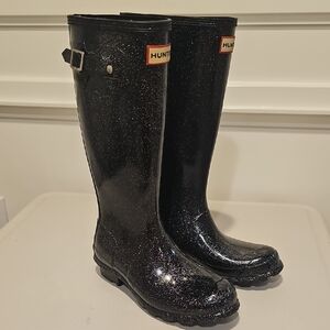 Hunter Sparkling Black Rain Boots UNISEX